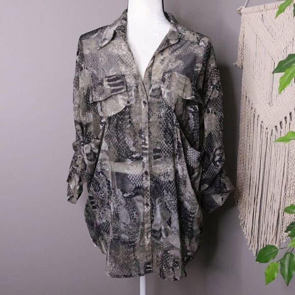 BB Dakota | Button Up Sheer Tunic Top Small - Picture 2 of 7